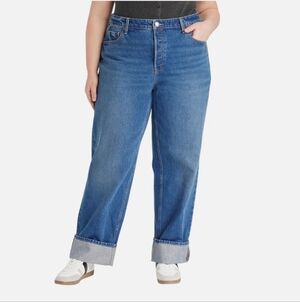 Universal Thread Mid-Rise Cuffed 90's Baggy Jeans Dark Wash